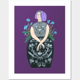 Purple Haired Girl Posters and Art